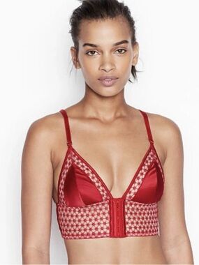 Victoria's Secret Starburst plunge bra lace and strappy back straps XL